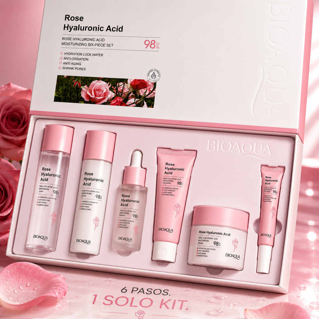 Kit de Cuidado Facial de Rosa y Ácido Hialurónico