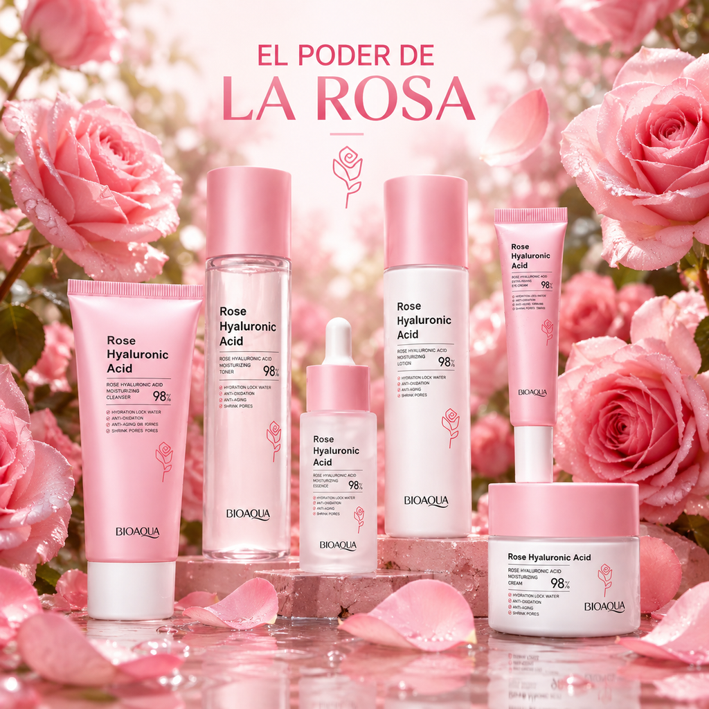 Kit de Cuidado Facial de Rosa y Ácido Hialurónico