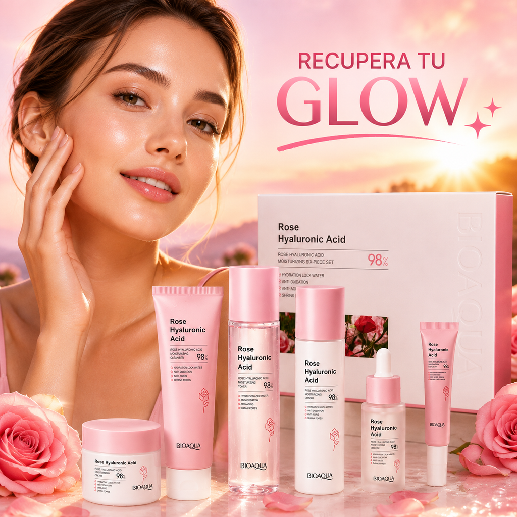 Kit de Cuidado Facial de Rosa y Ácido Hialurónico