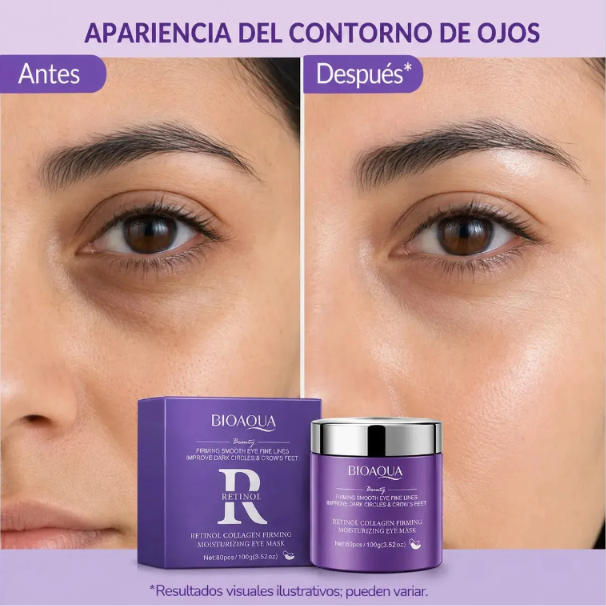 Parches Rejuvenecedores Para Ojeras Con Retinol y Colágeno - 80 Unidades