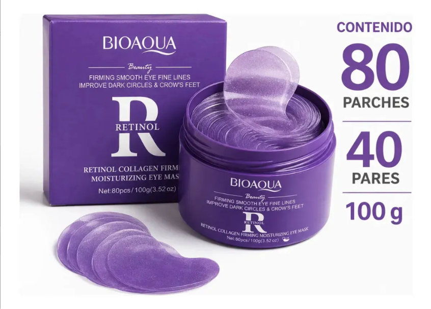Parches Rejuvenecedores Para Ojeras Con Retinol y Colágeno - 80 Unidades